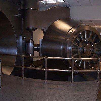 The large metal door of a bank vault.